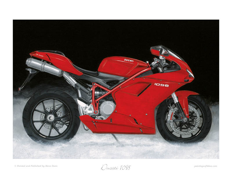 Ducati 1098 red motorcycle art print