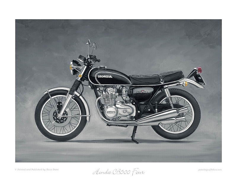 Honda CB500 Four black motorcycle art print