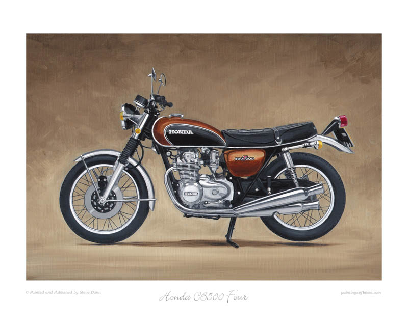 Honda CB500 Four brown motorcycle art print
