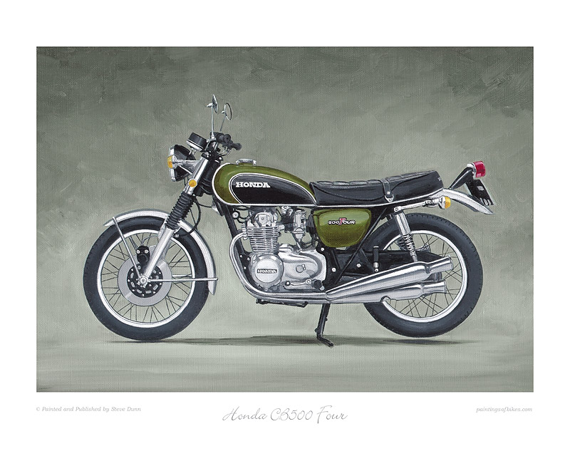 Honda CB500 Four green motorcycle art print