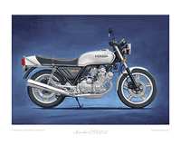 Honda CBX1000 motorcycle art print silver