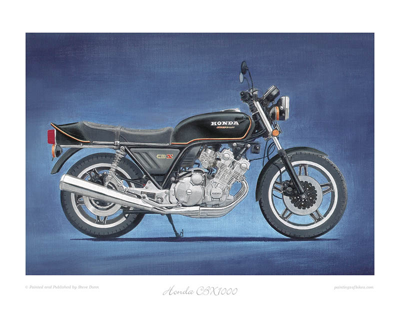 Honda CBX1000 black motorcycle art print