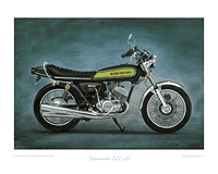 Kawasaki 500 H1 motorcycle art print green