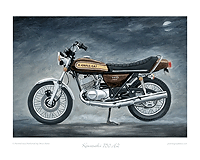 Kawasaki 750 H2 motorcycle art print brown
