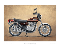 Kawasaki 900 Z1A motorcycle art print brown
