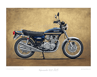 Kawasaki 900 Z1B motorcycle art print blue