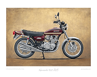 Kawasaki 900 Z1B motorcycle art print red