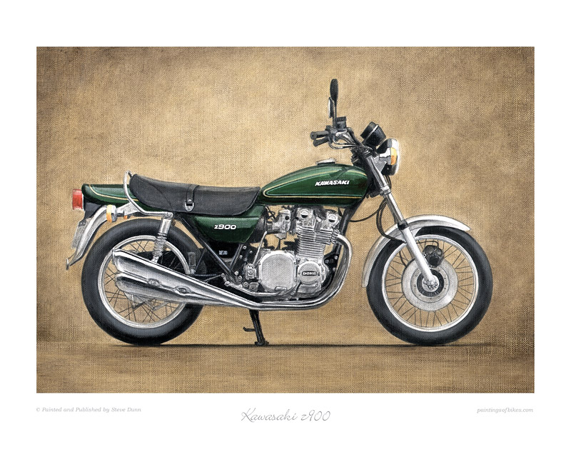 Kawasaki z900 motorcycle art print