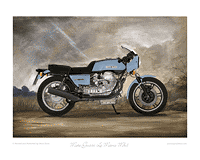 Moto Guzzi Le Mans blue motorcycle art print blue