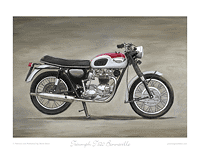 Triumph T120 Bonneville 1968 motorcycle art print claret red