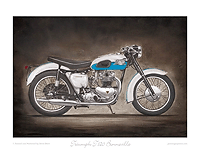 Triumph T120 Bonneville motorcycle art print azure