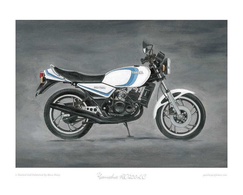 Yamaha RD250LC (blue) motorcycle art print